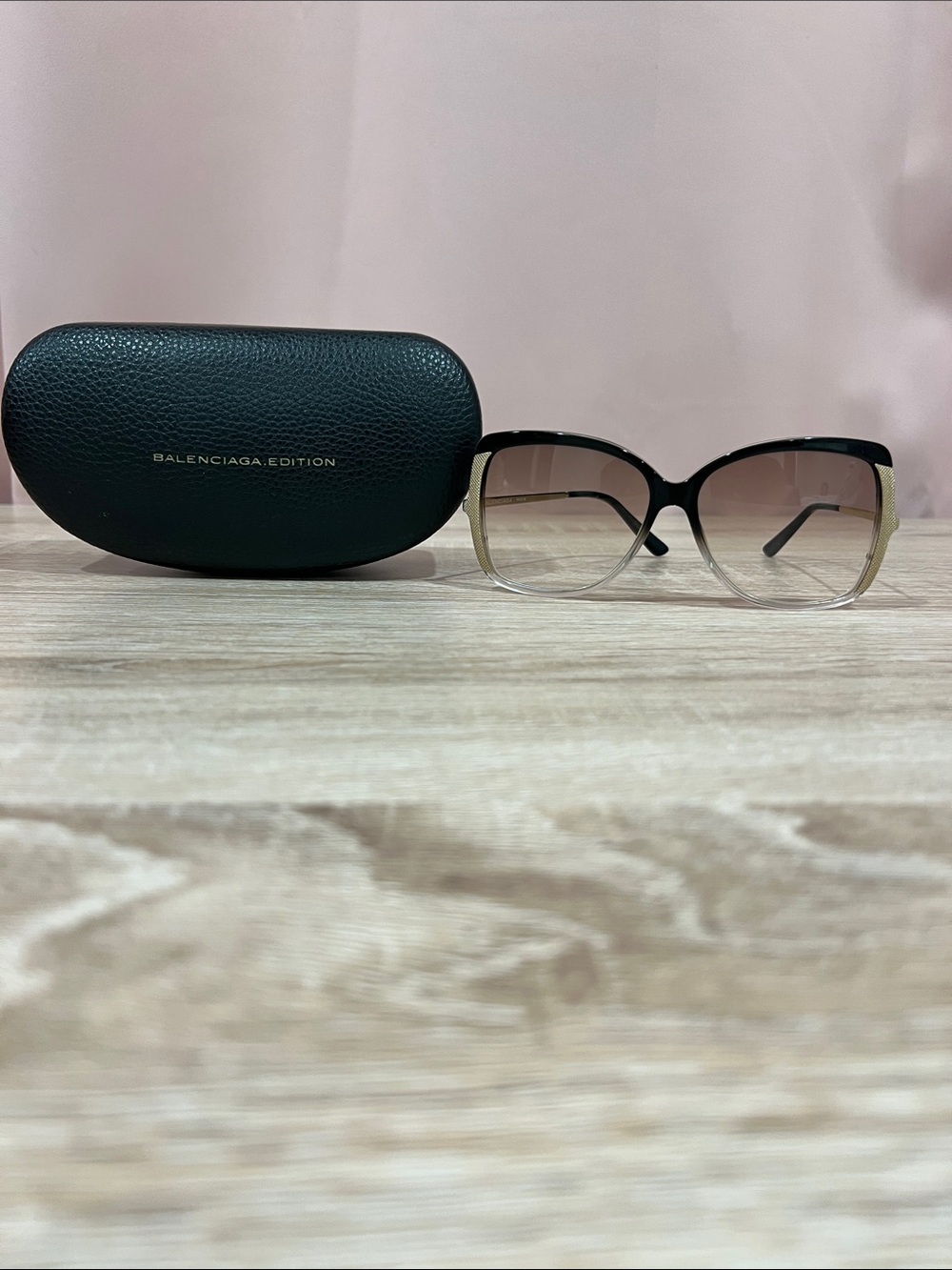 Balenciaga Black-to-Clear Frame Sunglasses with Brown Gradient Lenses - Picture 3 of 4